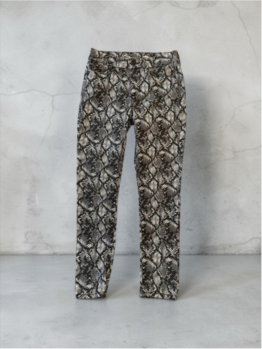 Seven7 Skinny Jeans Snakeskin Tummyless High Rise Womens 6 Gray White